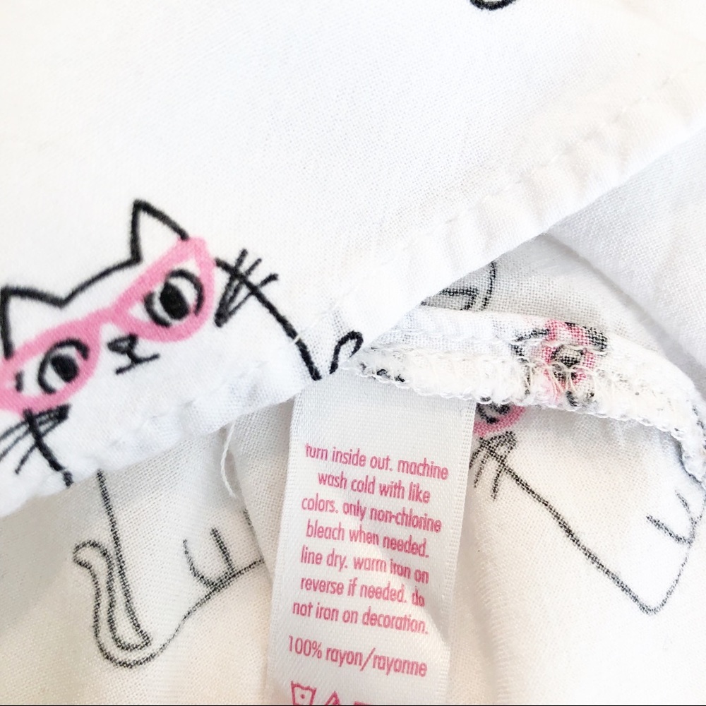 Justice Girl's Cats with Glasses Button & Tie Top - Picture 6 of 8